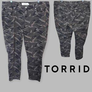 Torrid Gray and Black Camouflage Twill Ankle Patterned Skinny Jeans Womens 18
